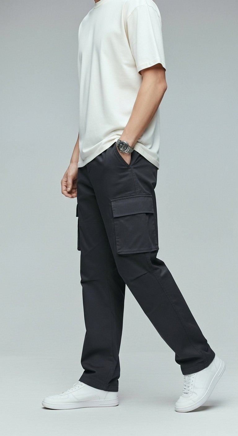 Black Cargo Baggy Jeans Pant for Men & Women – Streetwear Wide Fit Denim - Zarvoux