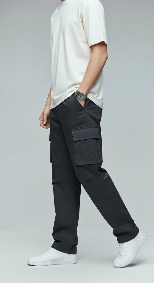 Black Cargo Baggy Jeans Pant for Men & Women – Streetwear Wide Fit Denim - Zarvoux