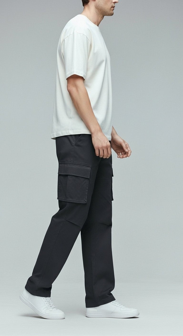 Black Cargo Baggy Jeans Pant for Men & Women – Streetwear Wide Fit Denim - Zarvoux